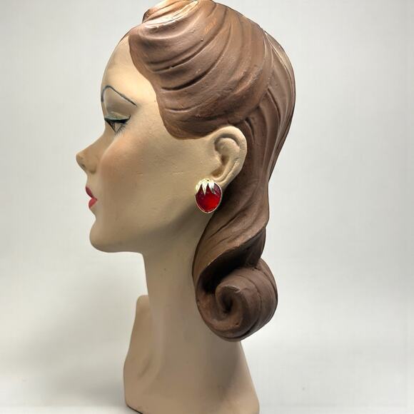 Vintage Sarah Coventry Strawberry Festival Red Earrings Clip On Book Piece - Picture 3 of 7
